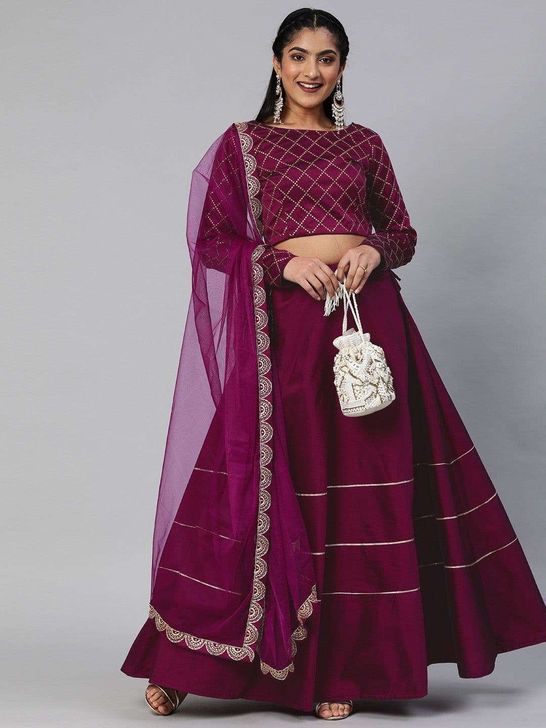 Fabcartz Embroidered Semi-Stitched Lehenga & Unstitched Blouse With Dupatta - view 1