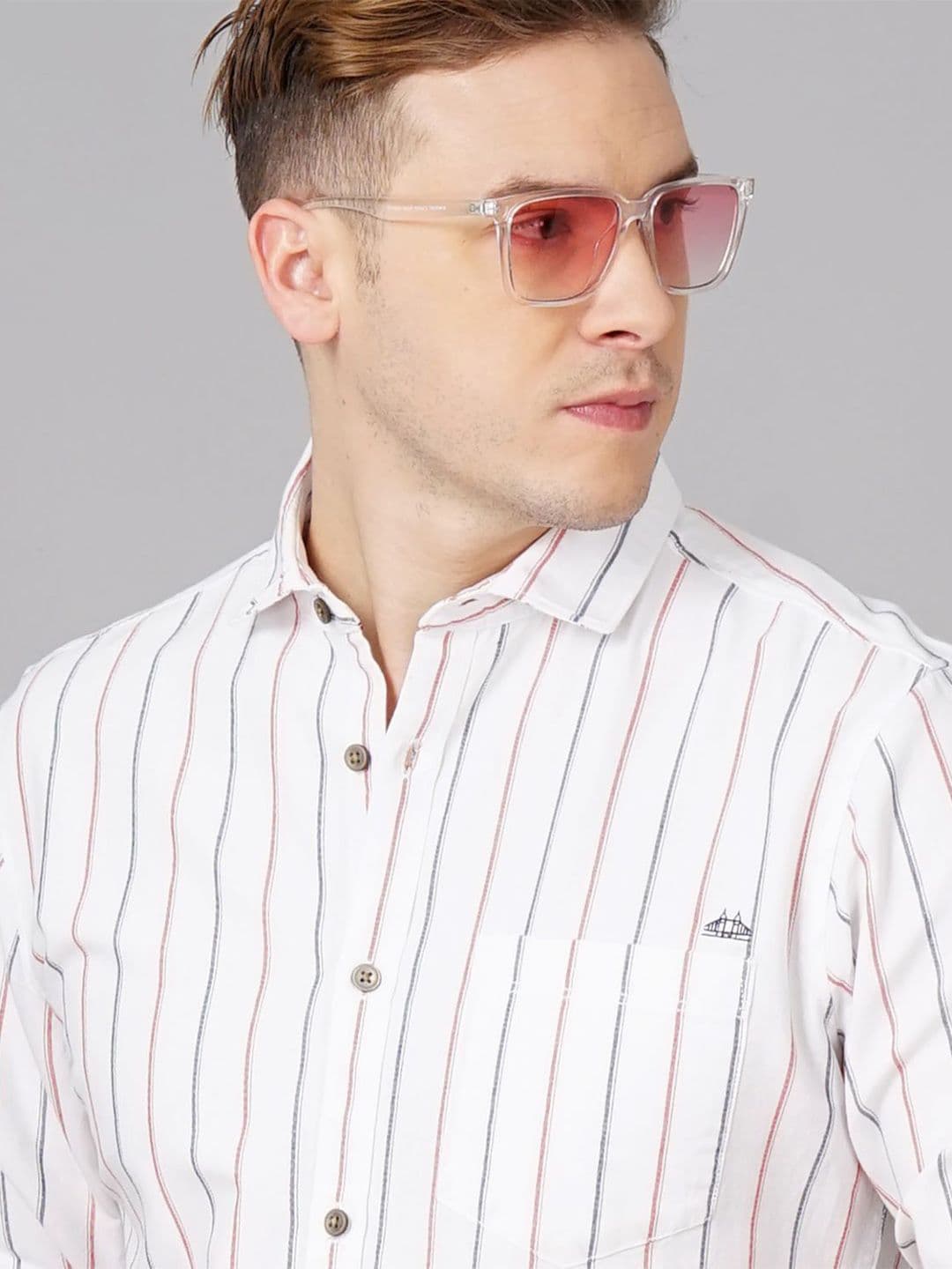 British Club Men Smart Slim Fit Opaque Striped Casual Shirt - view 1
