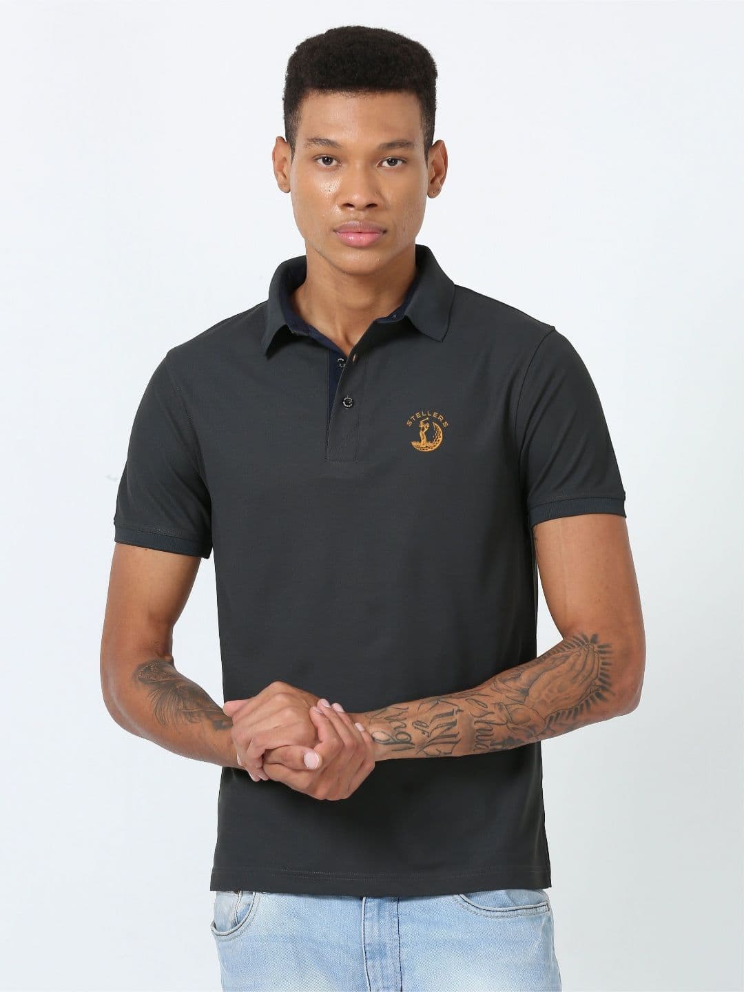 STELLERS Men Solid Wrinkle Free Quick Dry Stretchable Polo Collar T-shirt - view 1