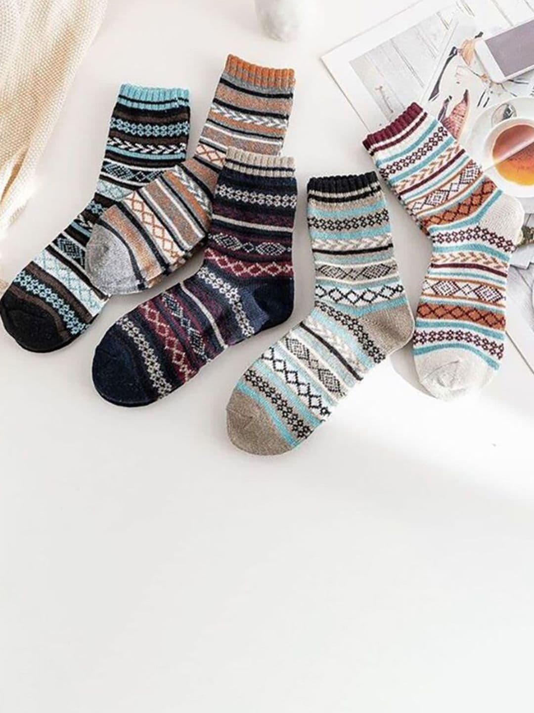 Sockscarving Men Pack Of 5 Cotton Printed Calf-Length Socks - view 1