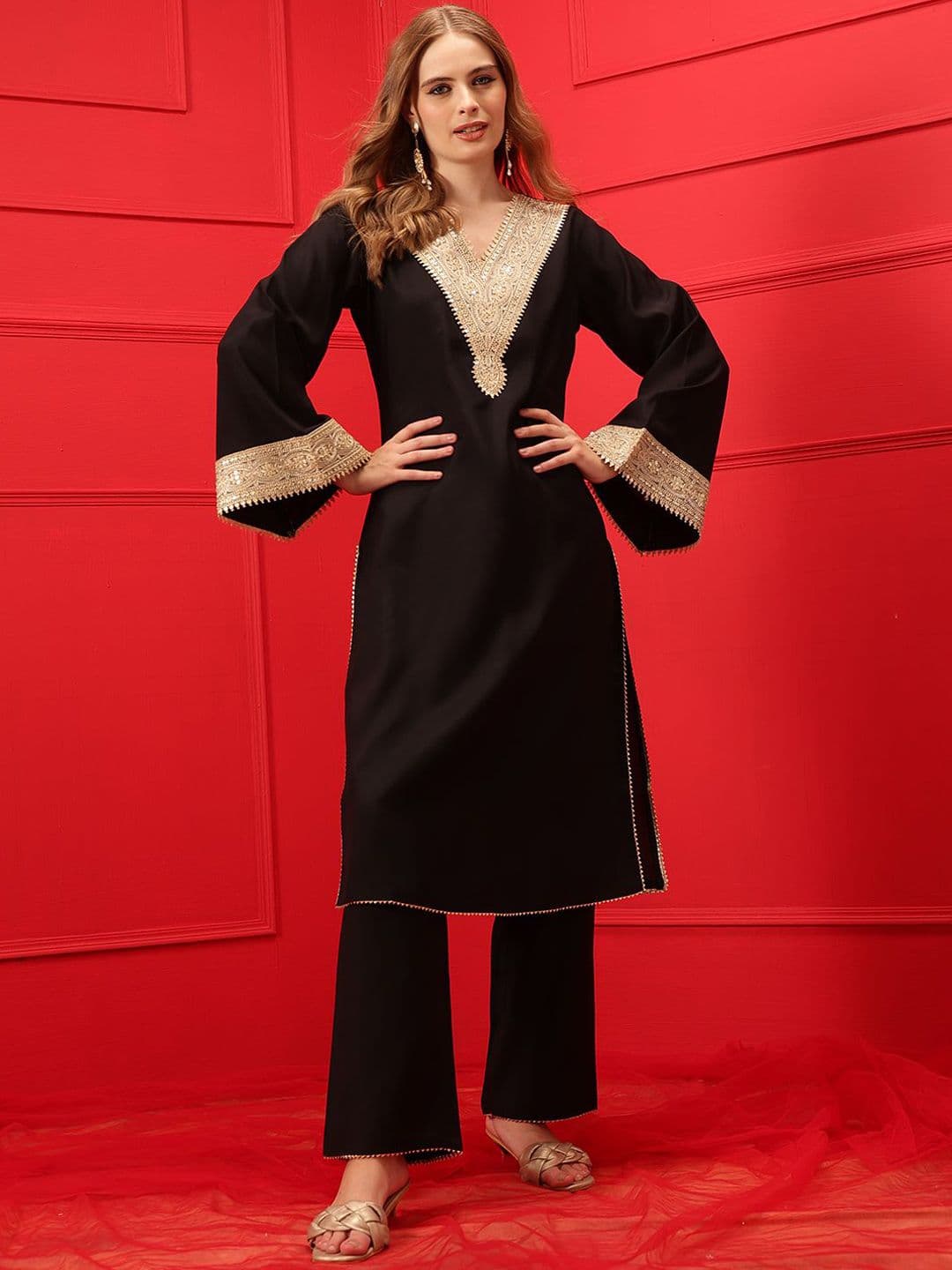 indo street Ethnic Motifs Embroidered Kurta with Trousers - view 1