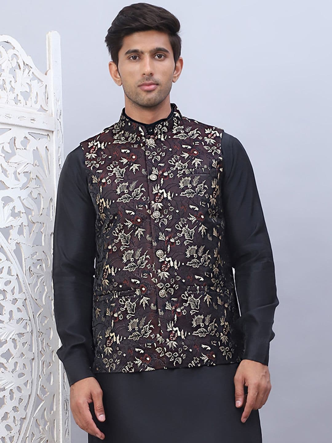 Jompers Embossed Nehru Jackets - view 1