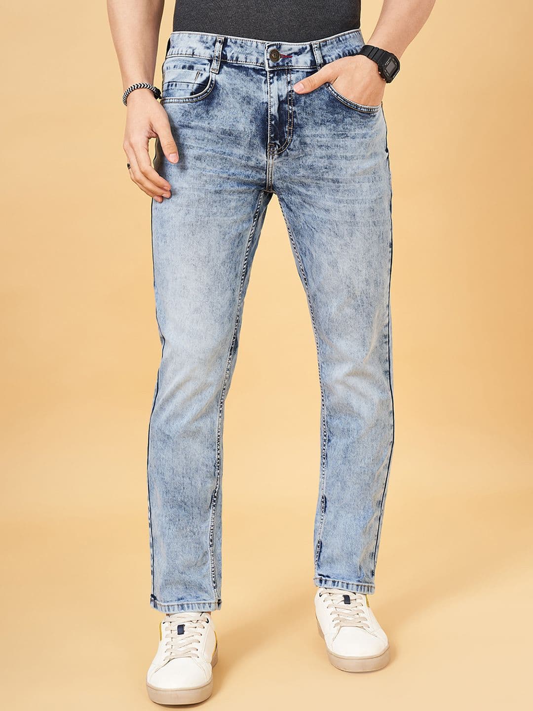 SF JEANS by Pantaloons Men Slim Fit Heavy Fade Jeans - view 1