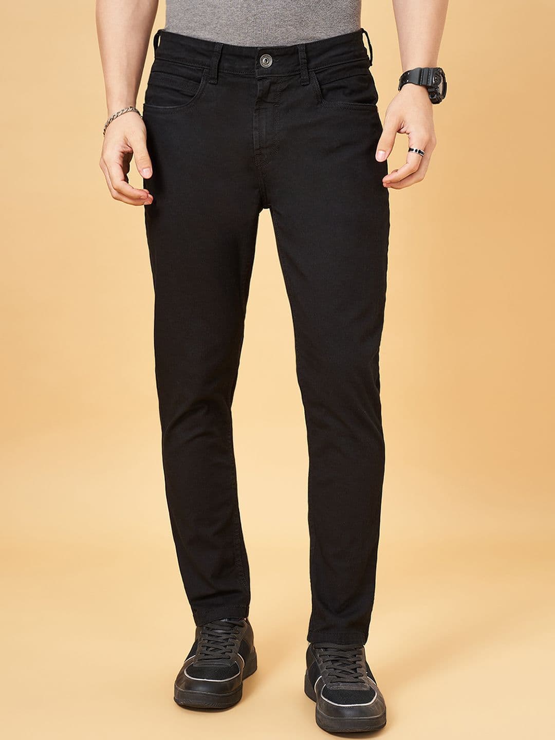 SF JEANS by Pantaloons Men Slim Fit Mid Rise Clean Jeans - view 1