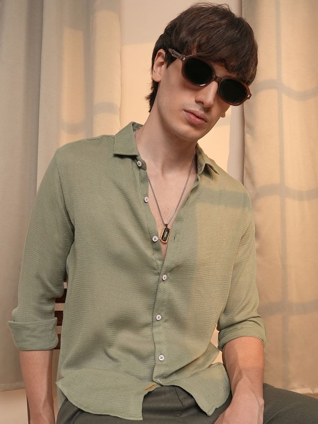 CAHOOT Men Textured Opaque Casual Regular Fit Shirt - view 1
