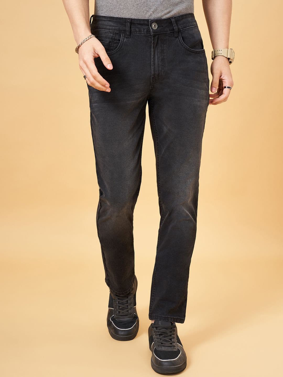 SF JEANS by Pantaloons Men Slim Fit Mid-Rise Light Fade Jeans - view 1