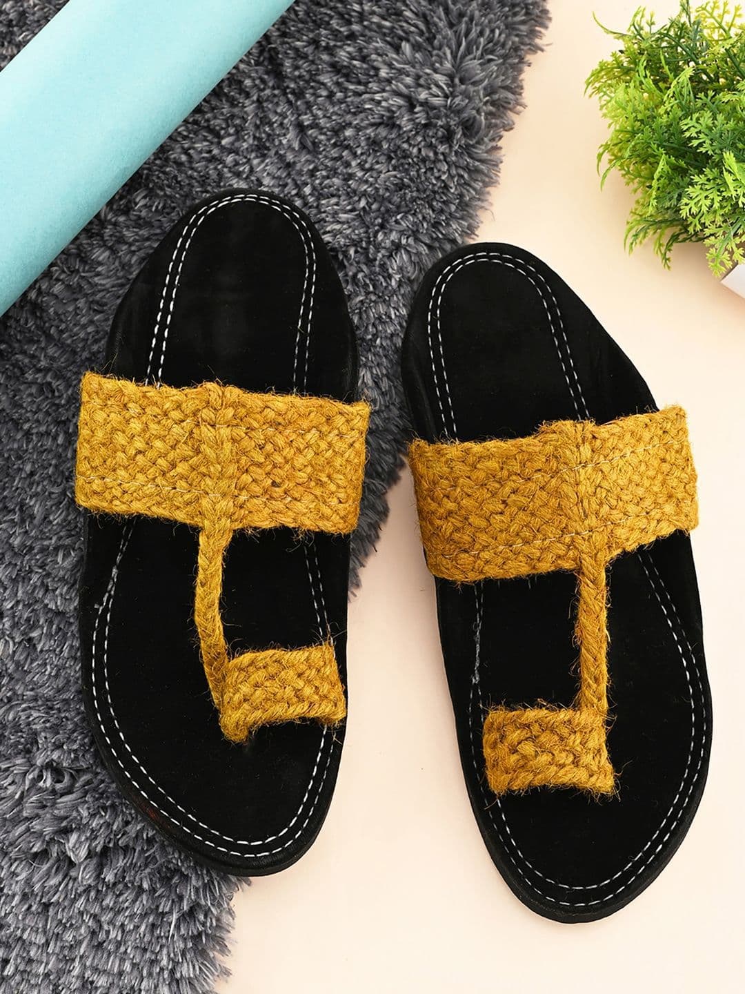 Apratim Men Woven Design Open Toe Flats - view 1