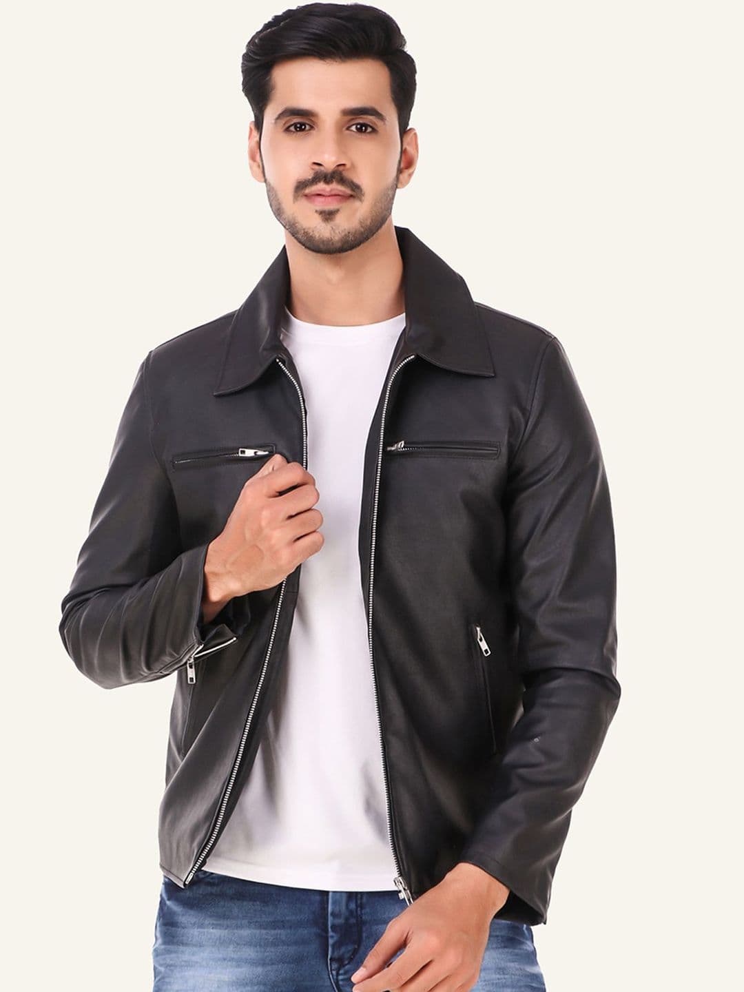 Leather Retail Men Biker Jacket - view 1