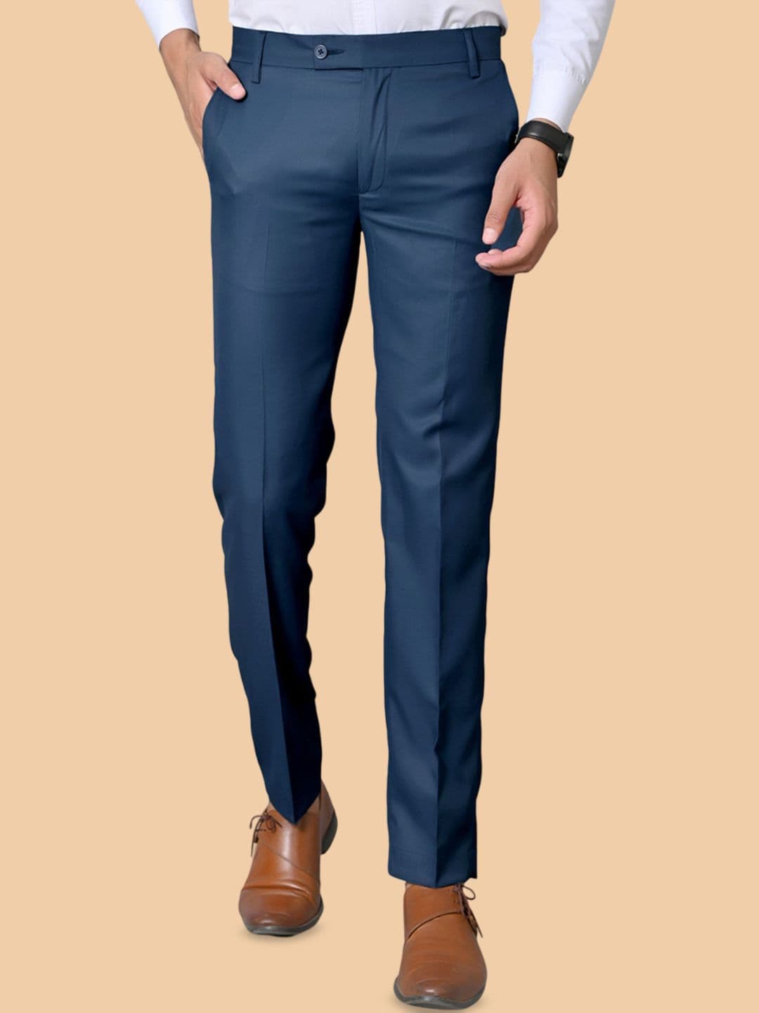 el cielo Men Tailored Fit Mid-Rise Formal Trousers - view 1