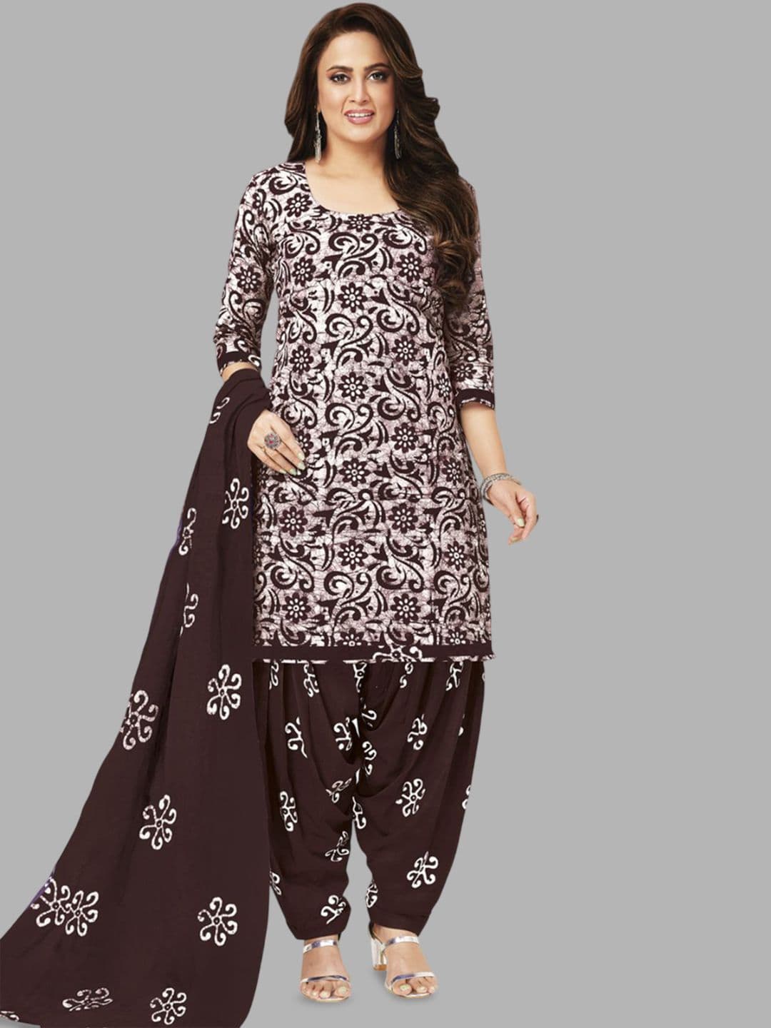 MIRAAN Women Floral Printed Regular Pure Cotton Kurta with Patiala & With Dupatta - view 1