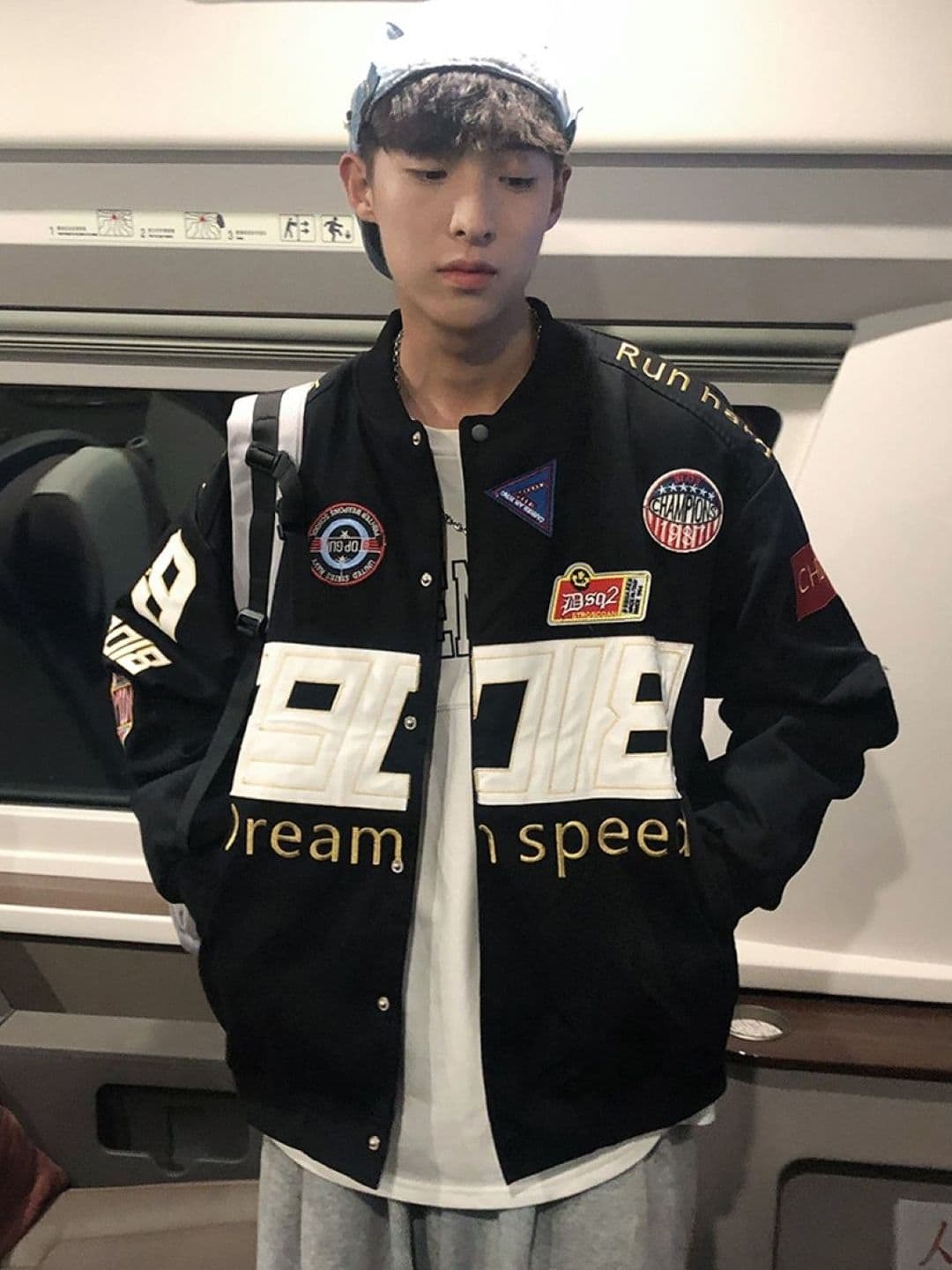 KPOP Men Typography Open Front Jacket - view 1