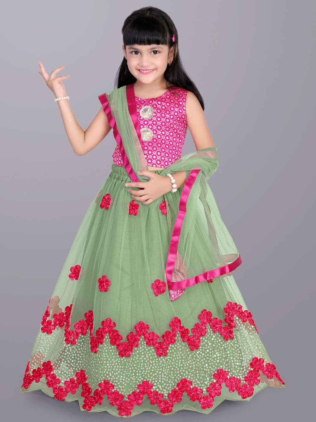 BAESD Girls Embroidered Sequinned Ready to Wear Lehenga & Blouse With Dupatta - view 1