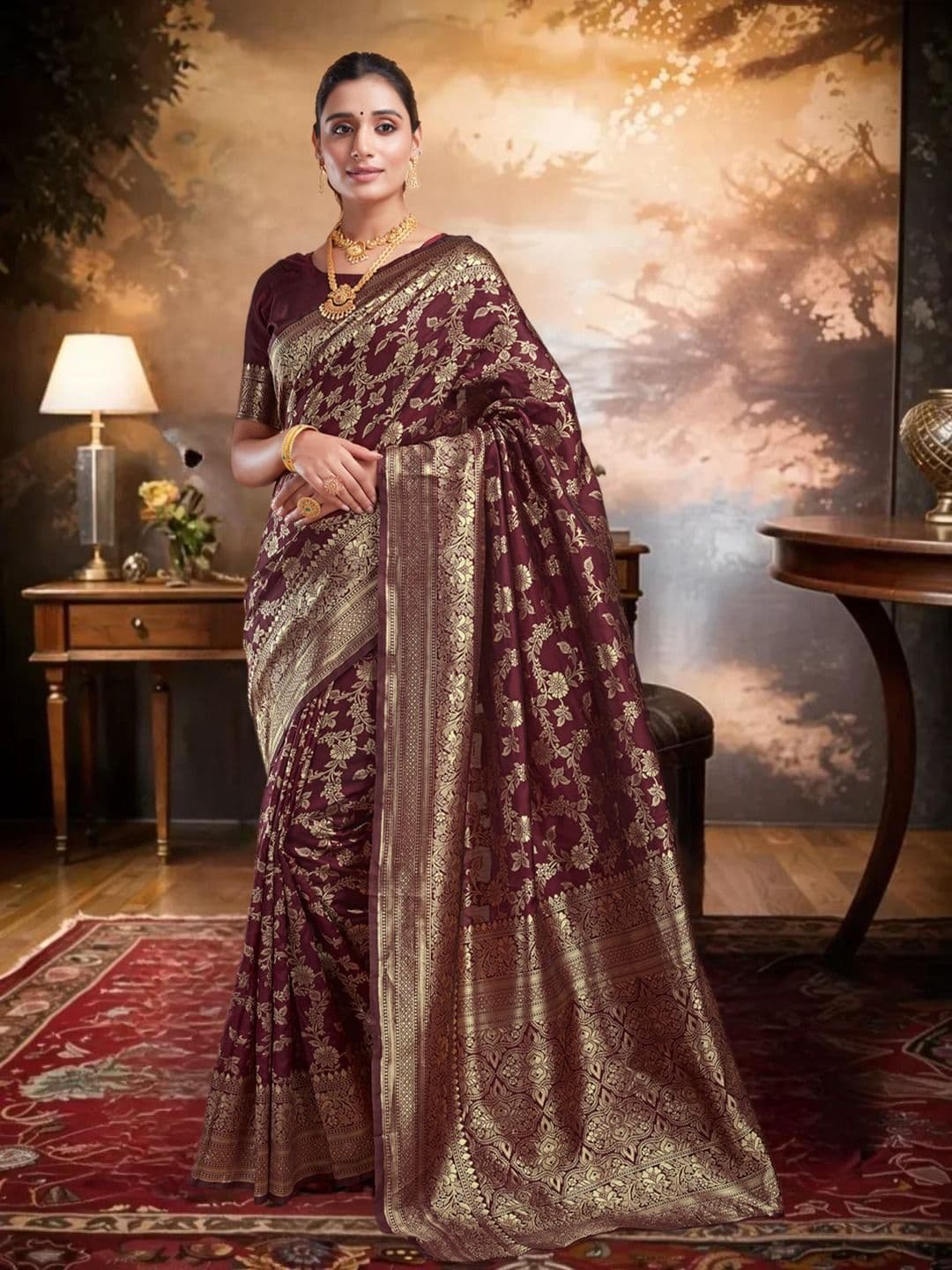 KALINI Floral Zari Banarasi Saree - view 1