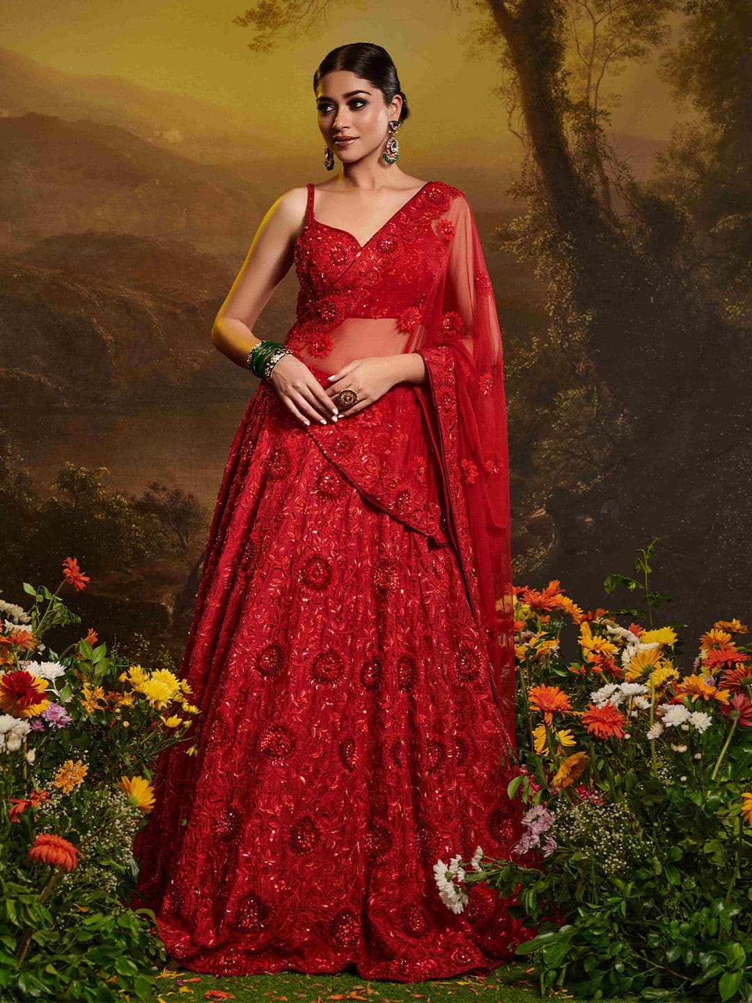 The Front Row Embellished Beads and Stones Ready to Wear Lehenga & Blouse With Dupatta - view 1