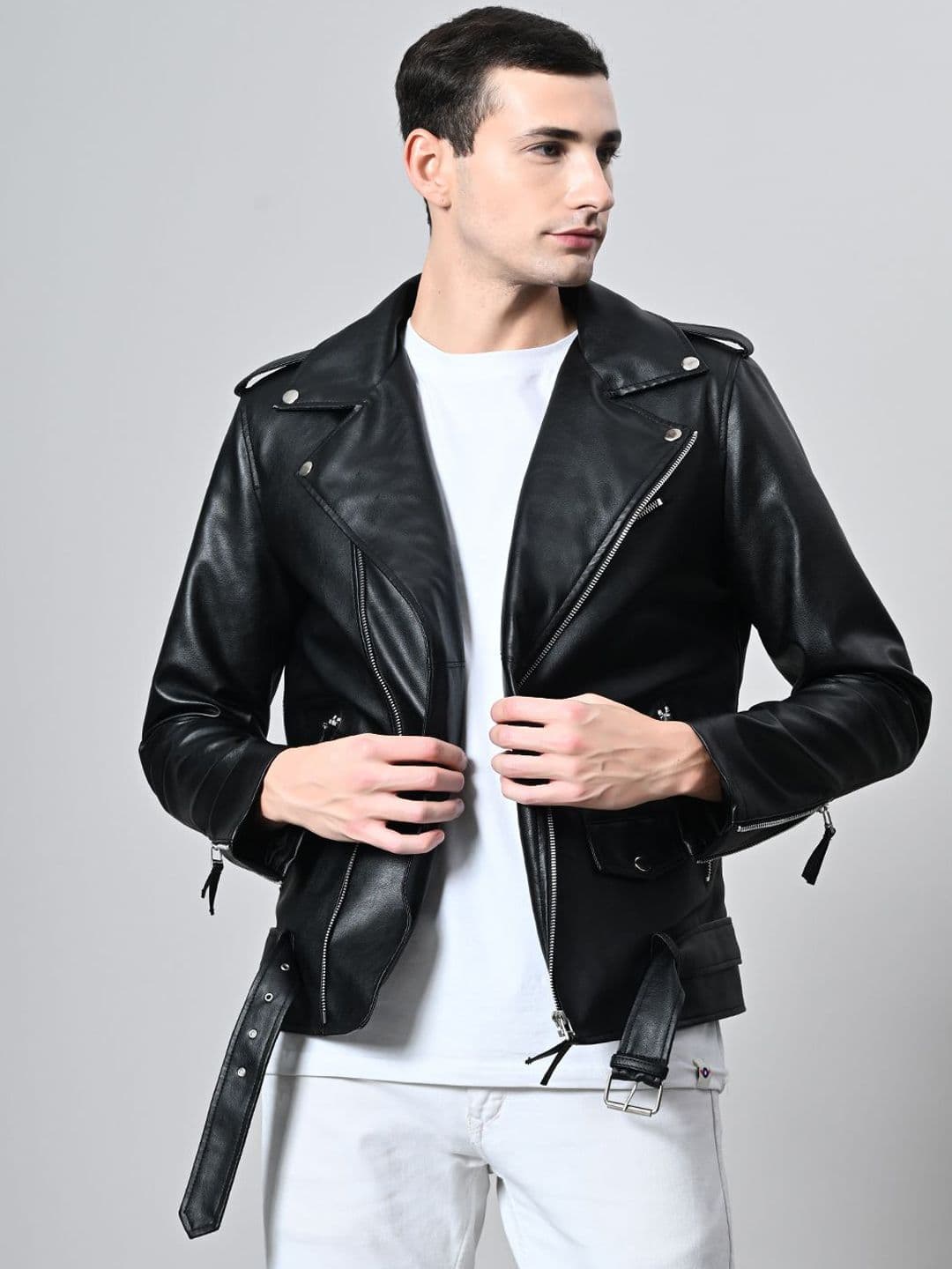 TBOJ Men Leather Lightweight Biker Jacket - view 1