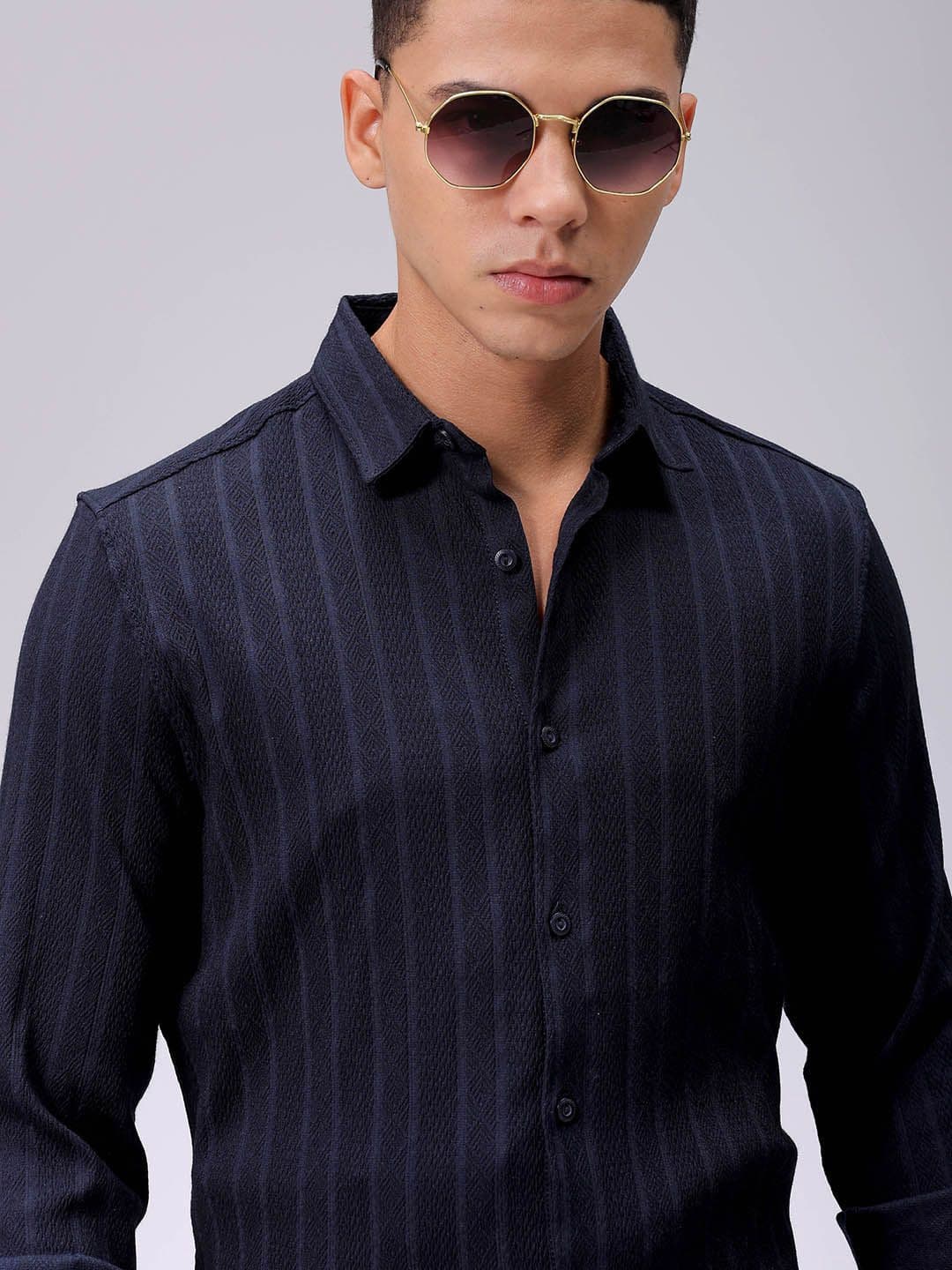 The Indian Garage Co Men Slim Fit Textured Jacquard Resortwear Shirt - view 1