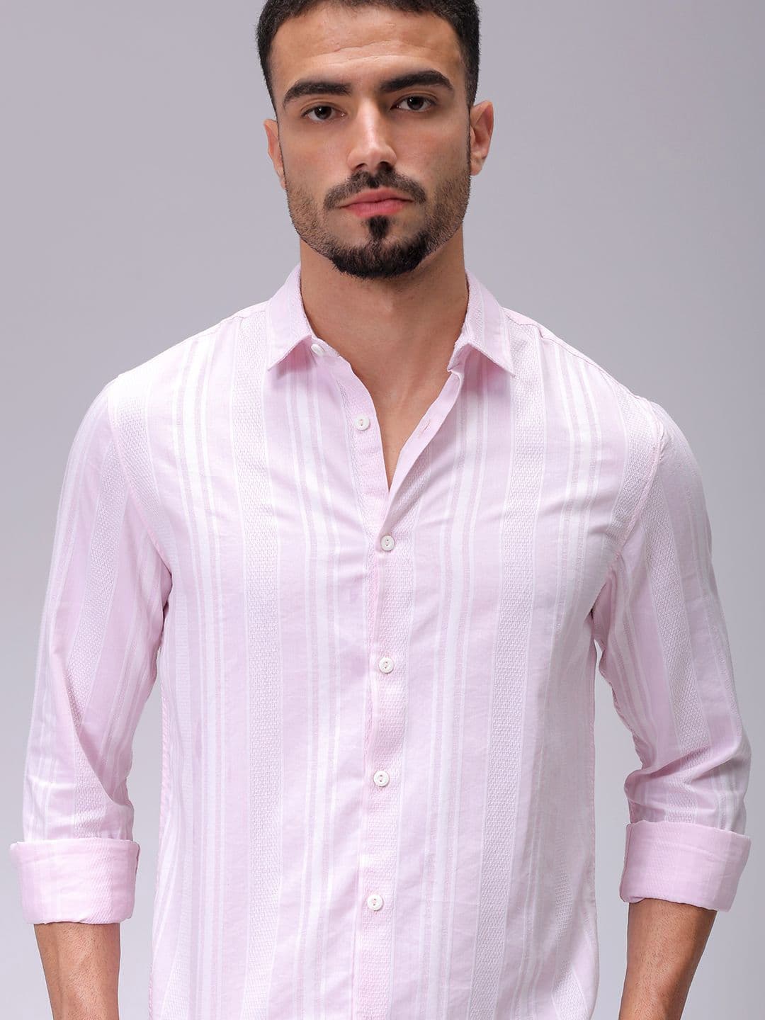 The Indian Garage Co Men Slim Fit Striped Dobby Resortwear Shirt - view 1
