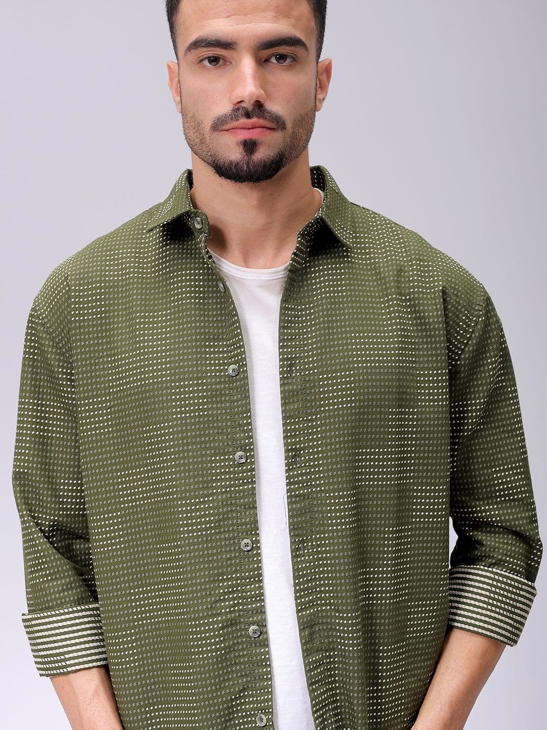 The Indian Garage Co Men Relaxed Fit Dobby Textured Resortwear Shirt - view 1