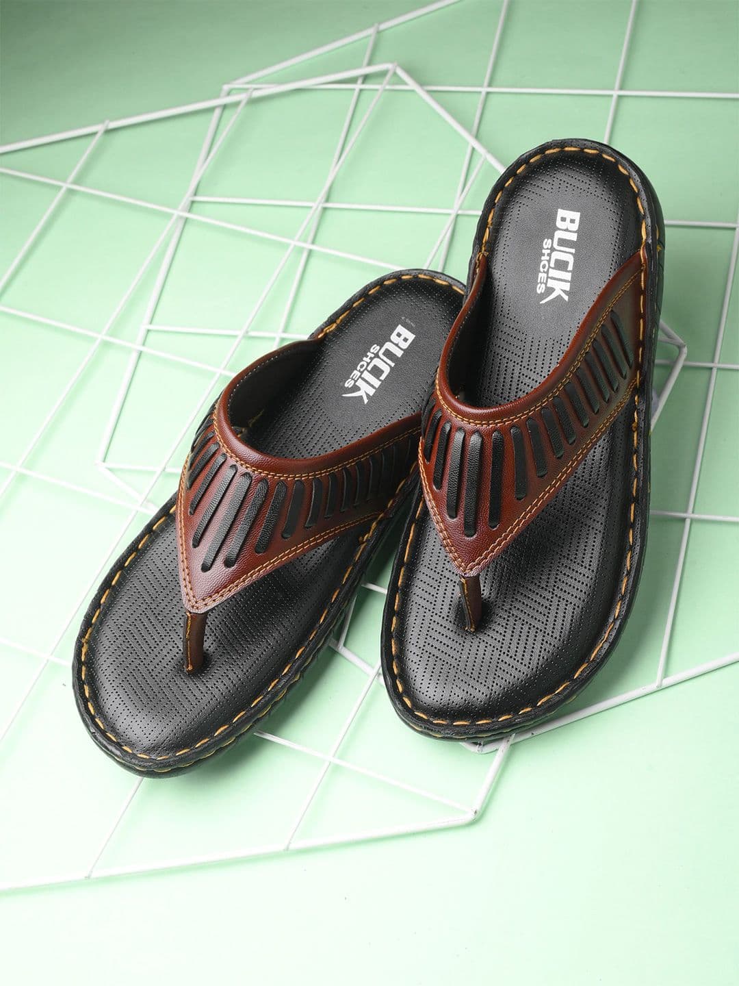 BUCIK Men Self Design Thong Flip-Flops - view 1