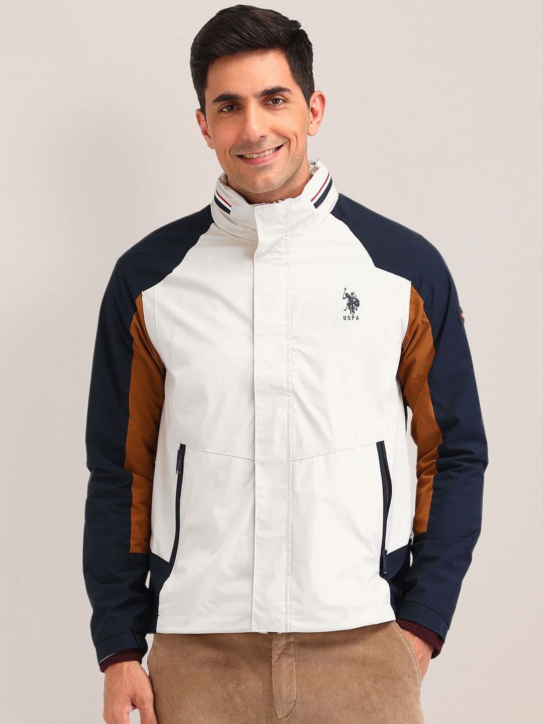 U.S. Polo Assn. Men Colourblocked Longline Quilted Jacket - view 1