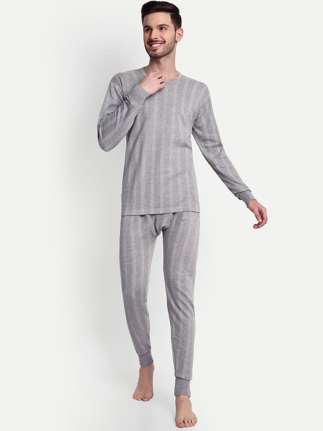 ZEFFIT Men Striped Snug Fit Cotton Thermal Set - view 1
