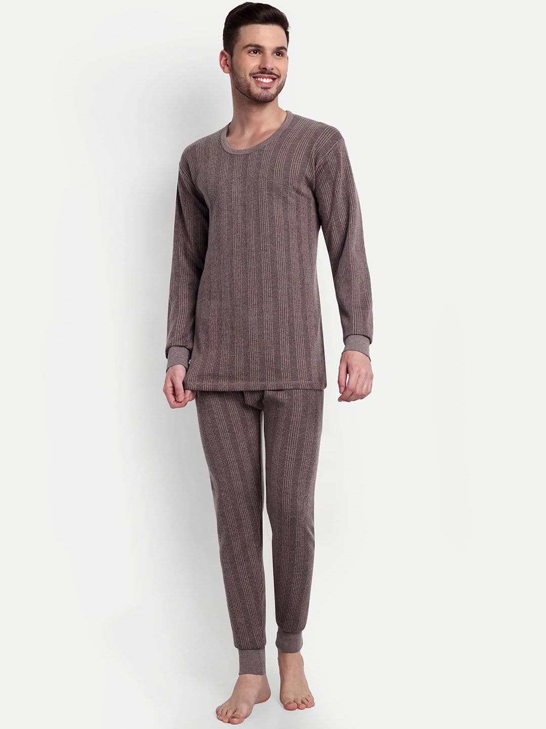 ZEFFIT Men Striped Snug Fit Cotton Thermal Set - view 1