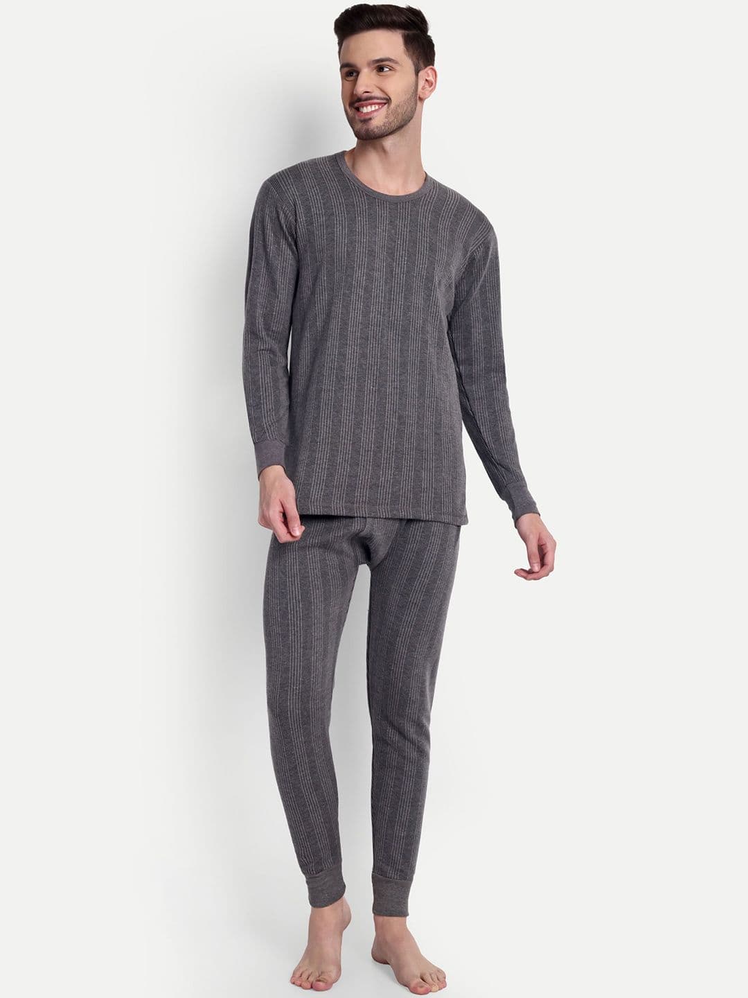 ZEFFIT Men Striped Snug Fit Cotton Thermal Set - view 1