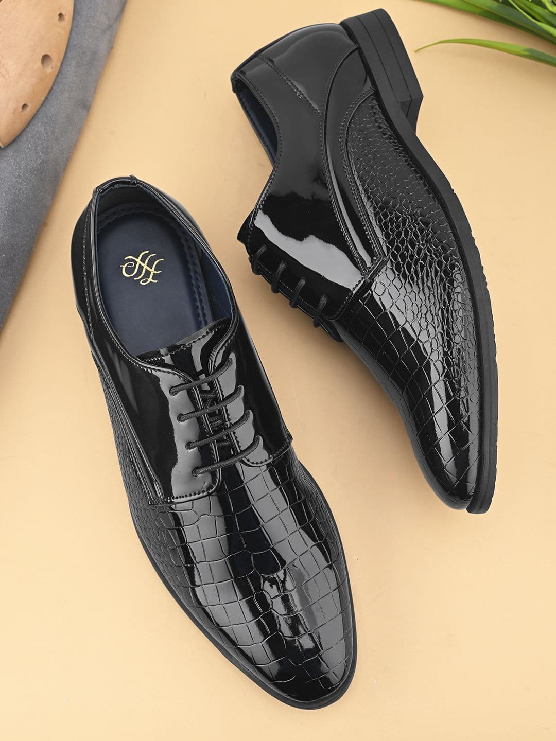 House of Pataudi Men Textured Formal Derbys - view 1