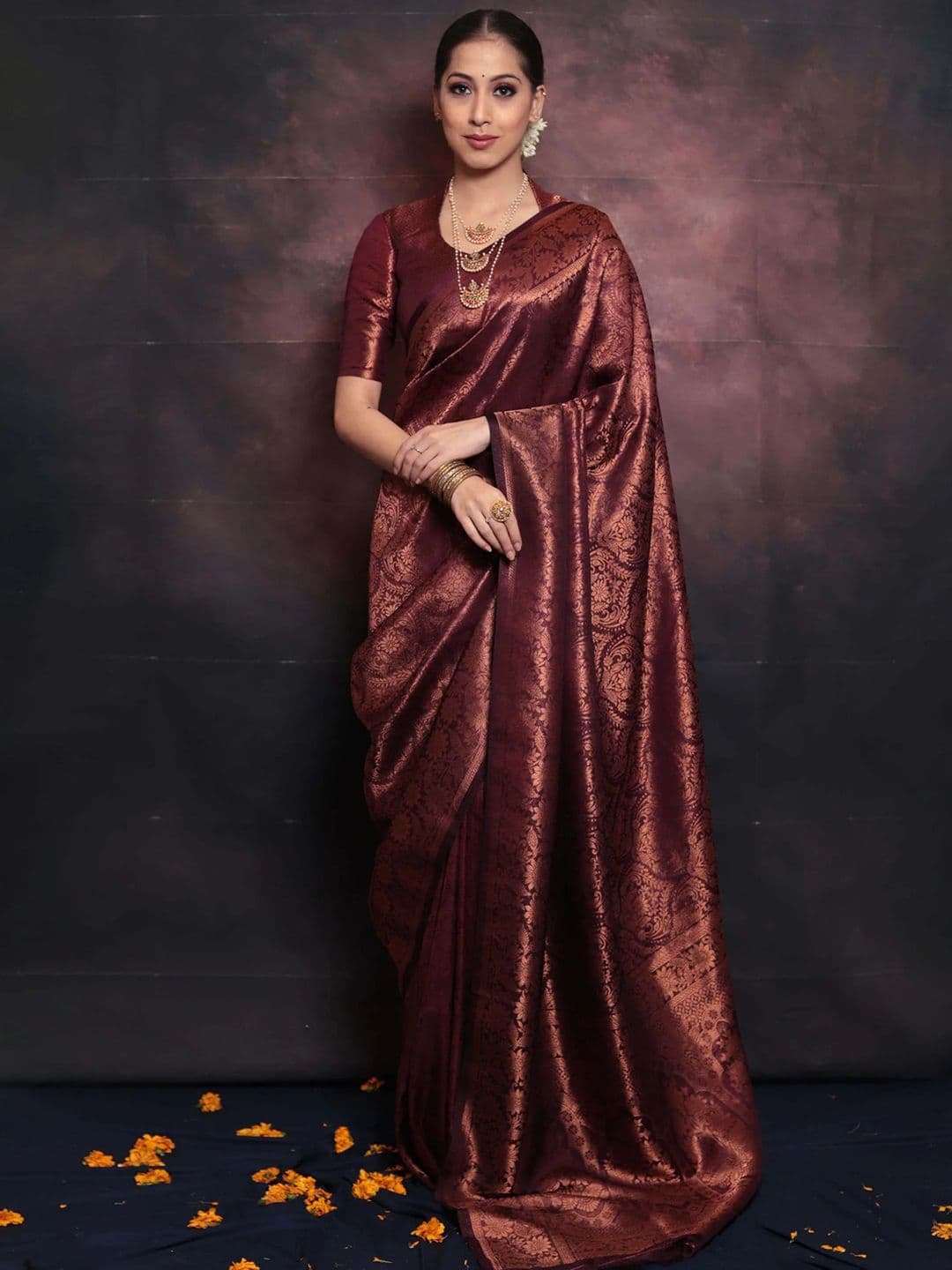KALINI Woven Design Zari Silk Blend Banarasi Saree - view 1