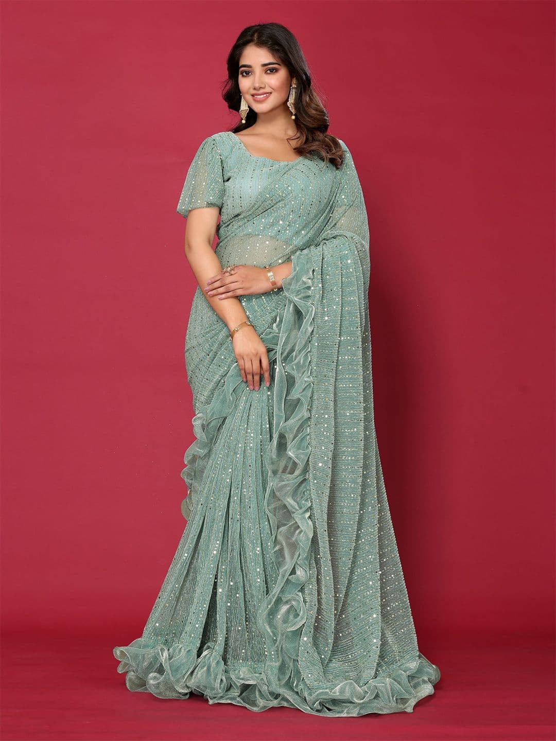 VIJAYA VALLABH Beads and Stones Saree - view 1