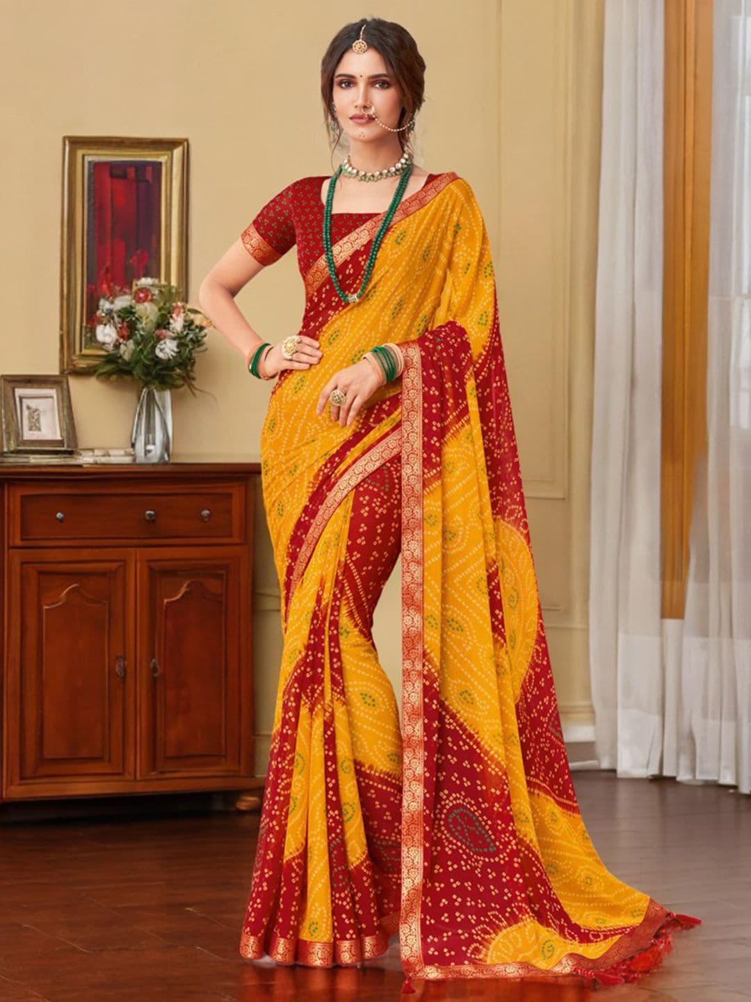 KALINI Bandhani Pure Chiffon Bandhani Saree - view 1