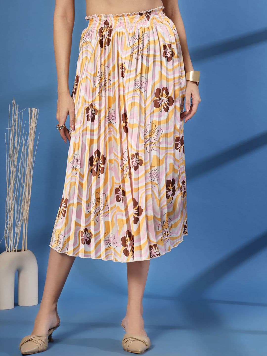 STYLECAST X KASSUALLY Floral Printed A-Line Midi Skirt - view 1