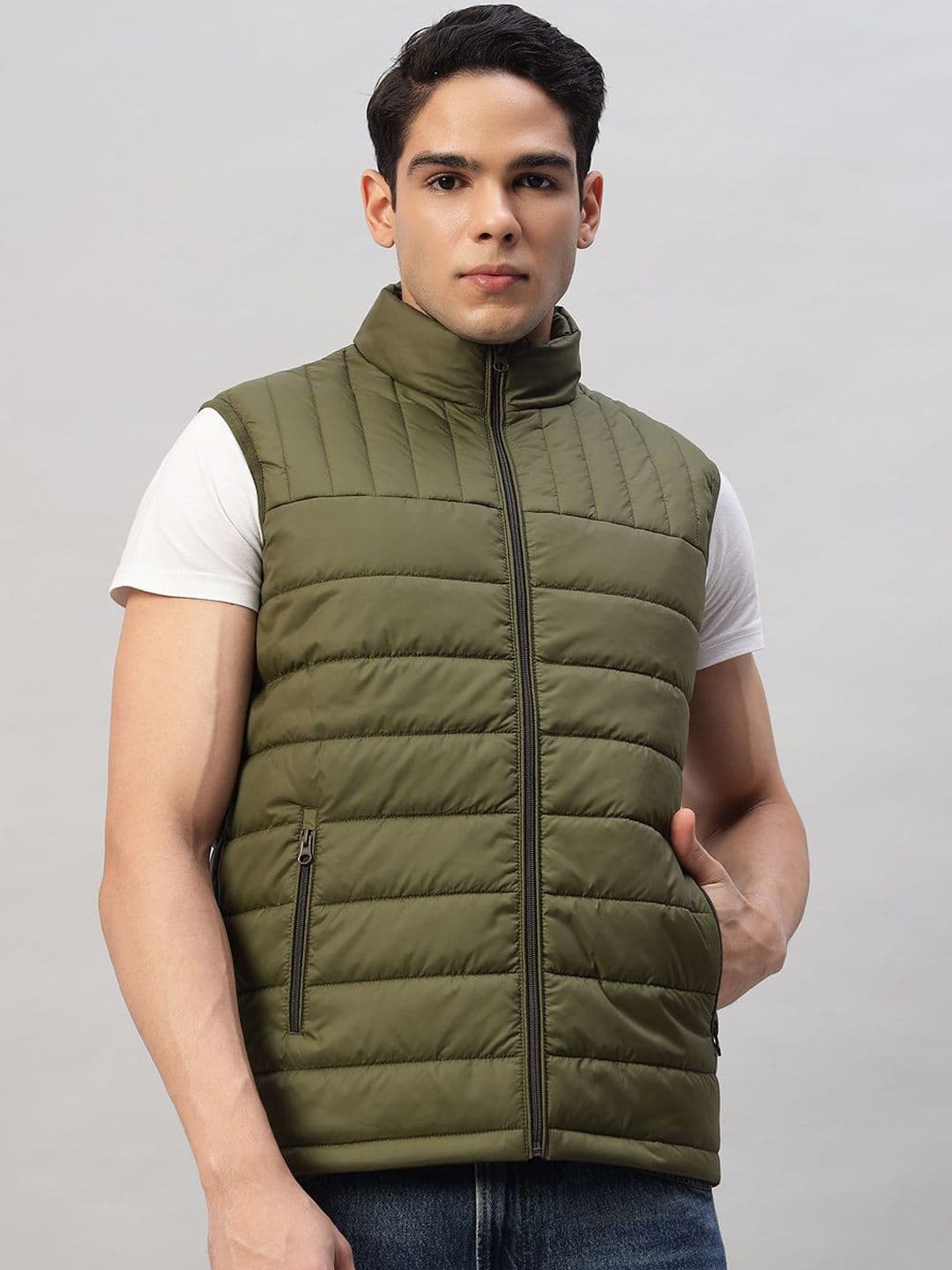 AR-FIT Men Geometric Striped Polyester Lightweight Puffer Jacket - view 1
