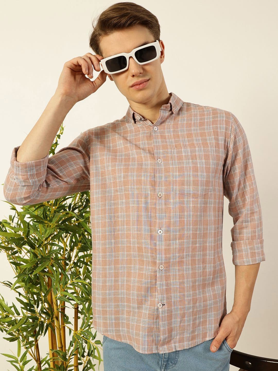Mast & Harbour Men Premium Tartan Checks Opaque Checked Casual Shirt - view 1