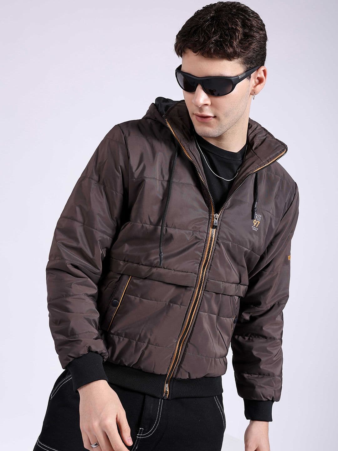 The Indian Garage Co Men Lightweight Puffer Jacket with Patchwork - view 1