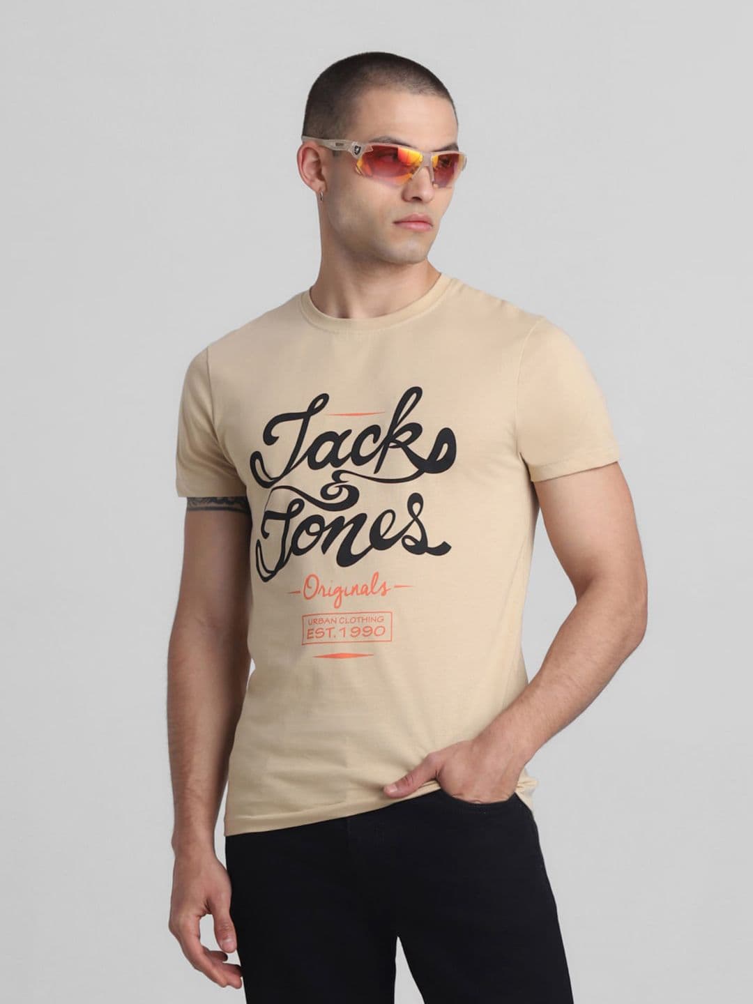Jack & Jones Typography Printed Slim Fit Pure Cotton T-shirt - view 1