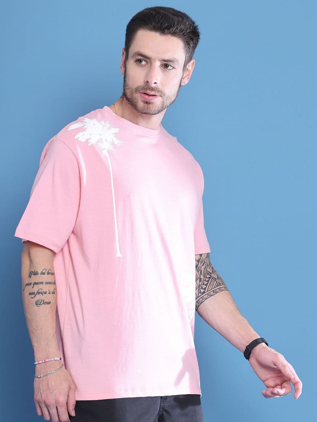 DOOR74 Men Floral Printed Drop-Shoulder Sleeves T-shirt - view 1
