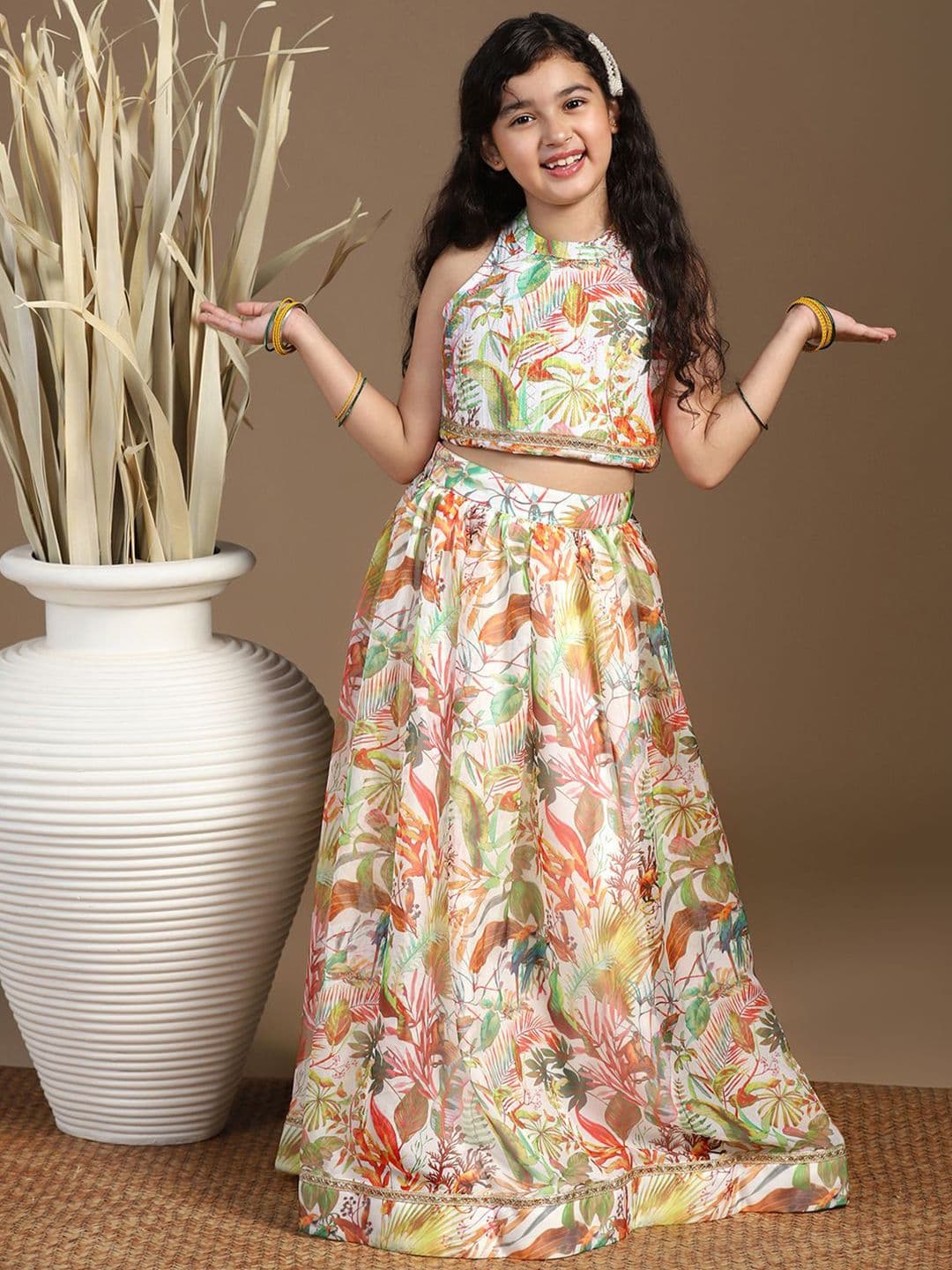 BAESD Girls Printed Halter Neck Lehenga With Choli - view 1
