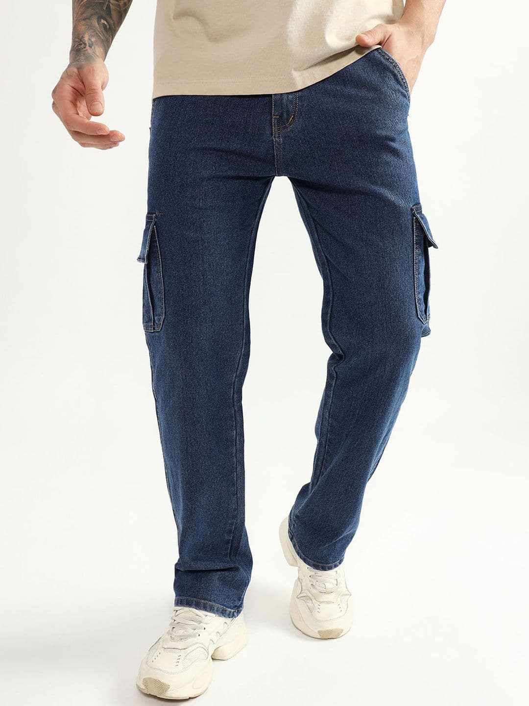 DENIMLOOK Men Light Fade Stretchable Regular Fit Cargo Jeans - view 1