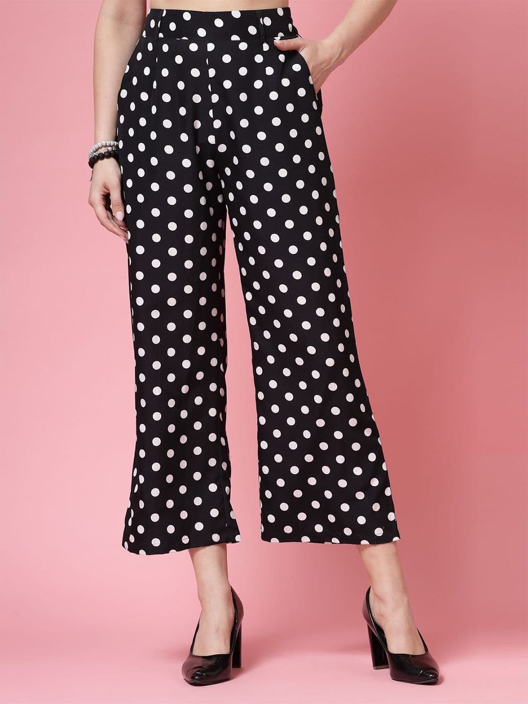 BEING NAUGHTY Women Polka Dot Printed Flared Palazzos - view 1