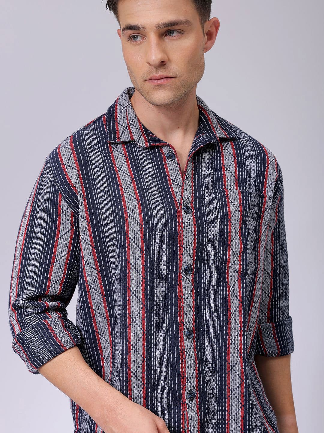 The Indian Garage Co Men Relaxed Fit Checked Dobby Textured Resortwear Shirt - view 1