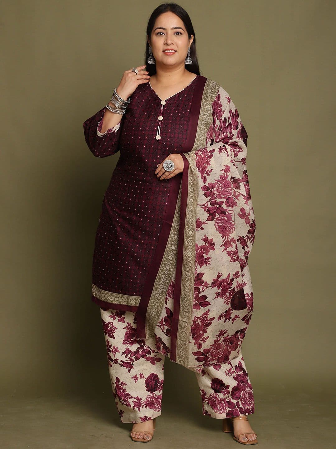 Rajnandini Women Floral Printed Regular Kurta with Salwar & With Dupatta - view 1