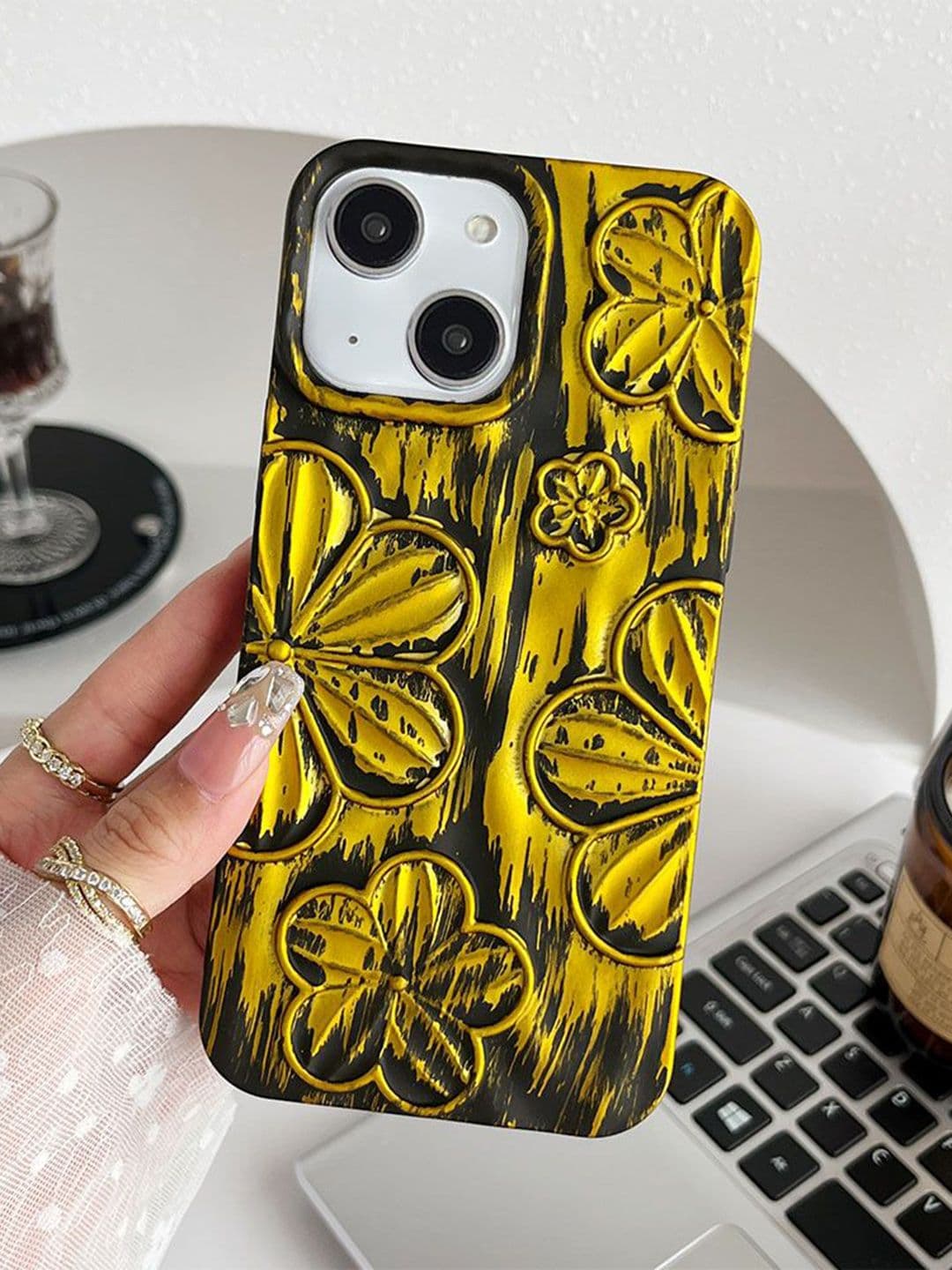 Luxury Kase Floral Printed iPhone 13 Back Case Mobile Accessories