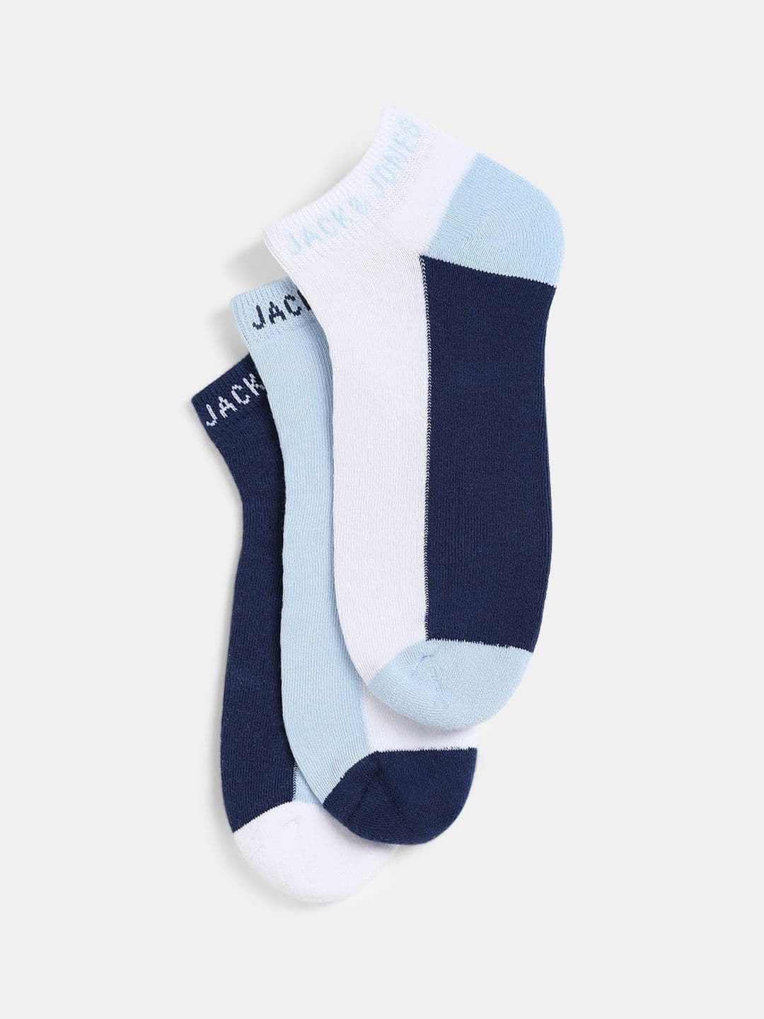 Jack & Jones Men Cotton Pack Of 3 Colourblocked Ankle Length Socks - view 1