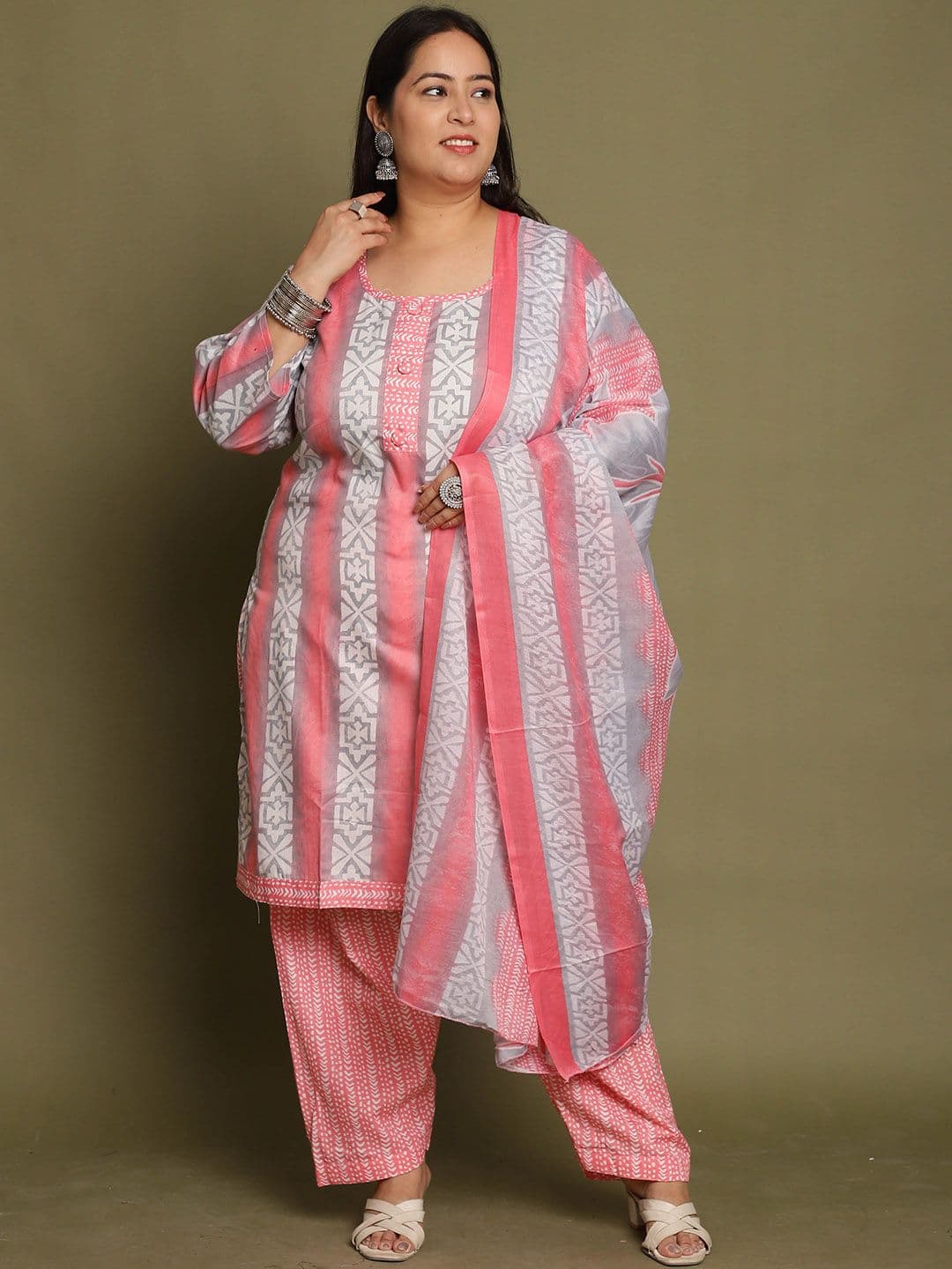 Rajnandini Women Ethnic Motifs Printed Regular Kurta with Salwar & With Dupatta - view 1