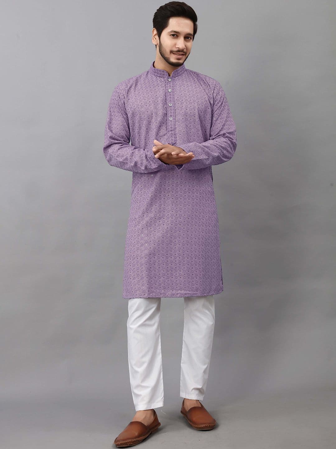 ALMORA Men Ethnic Motifs Embroidered Mirror Work Kurta - view 1