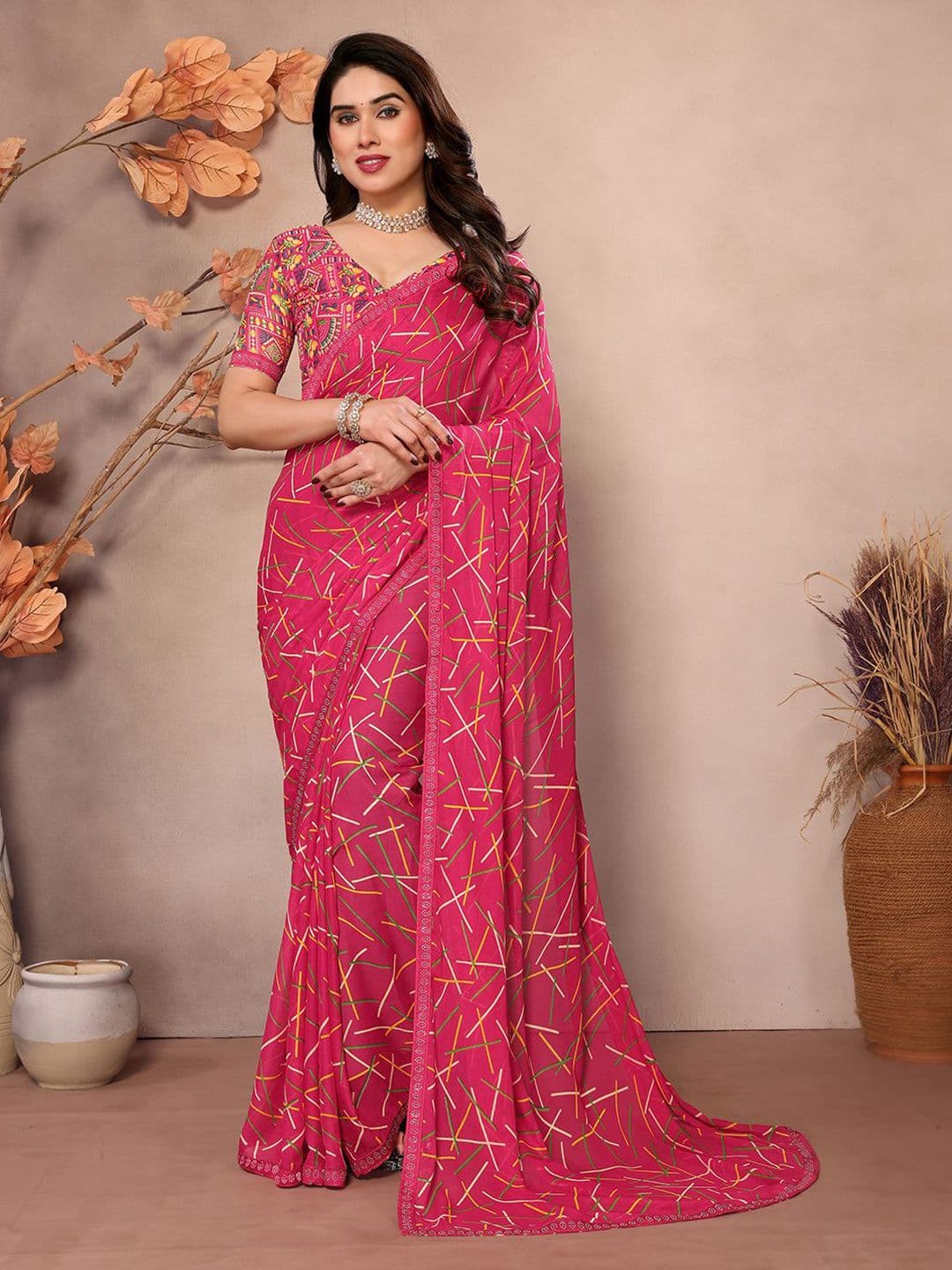 ANAND SAREES Beads and Stones Pure Georgette Saree - view 1