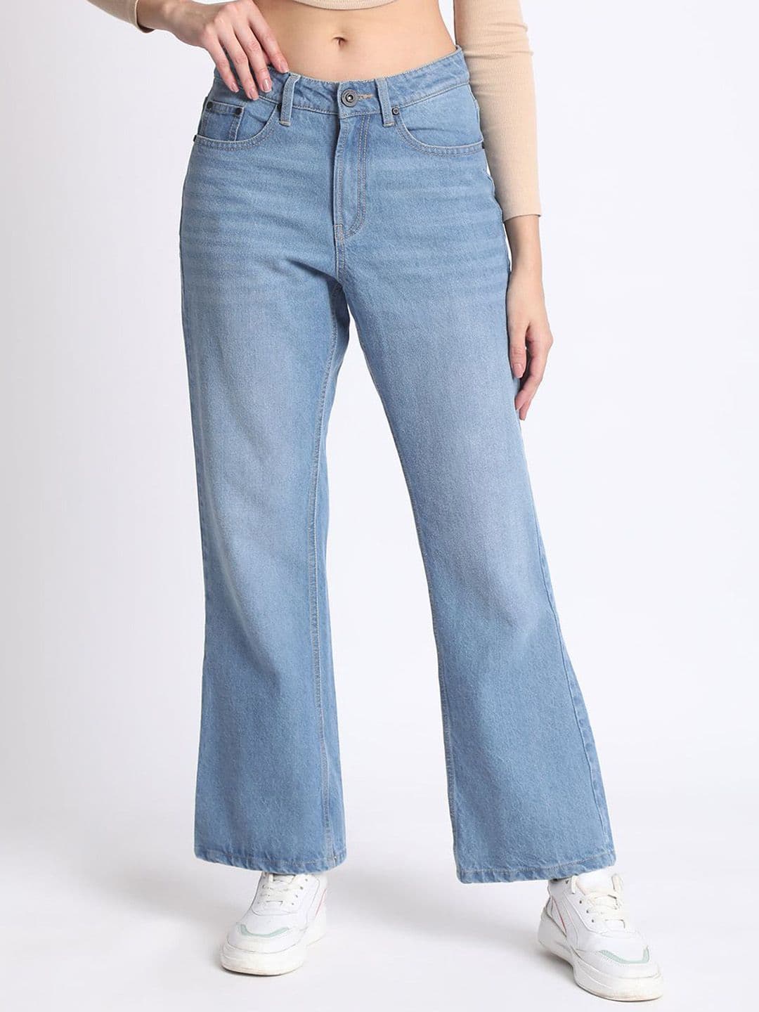 The Roadster Lifestyle Co Women Pure Cotton Medium Shade Bootcut Jeans - view 1