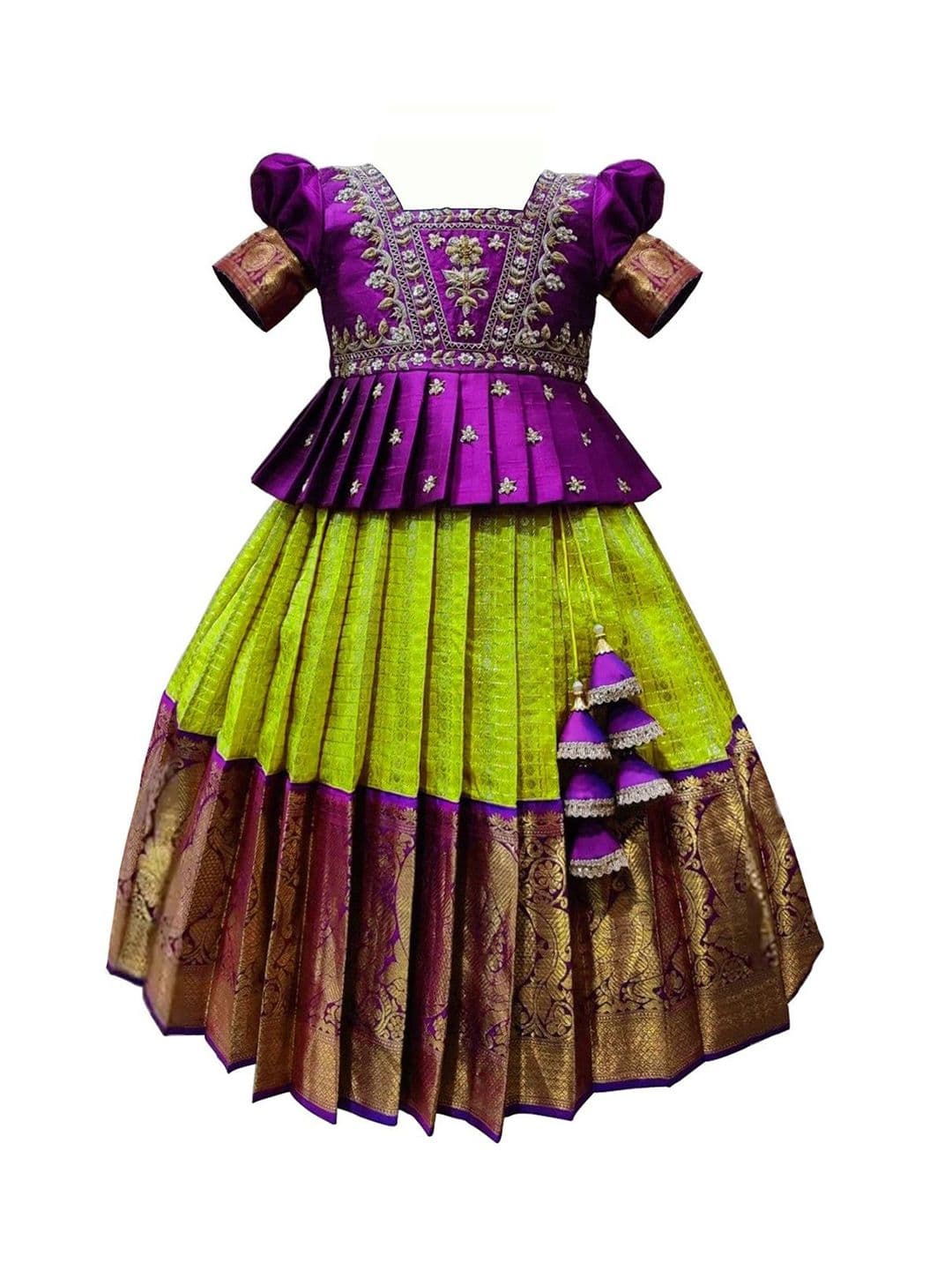 Wommaniya Impex Girls Embroidered Ready to Wear Lehenga & - view 1