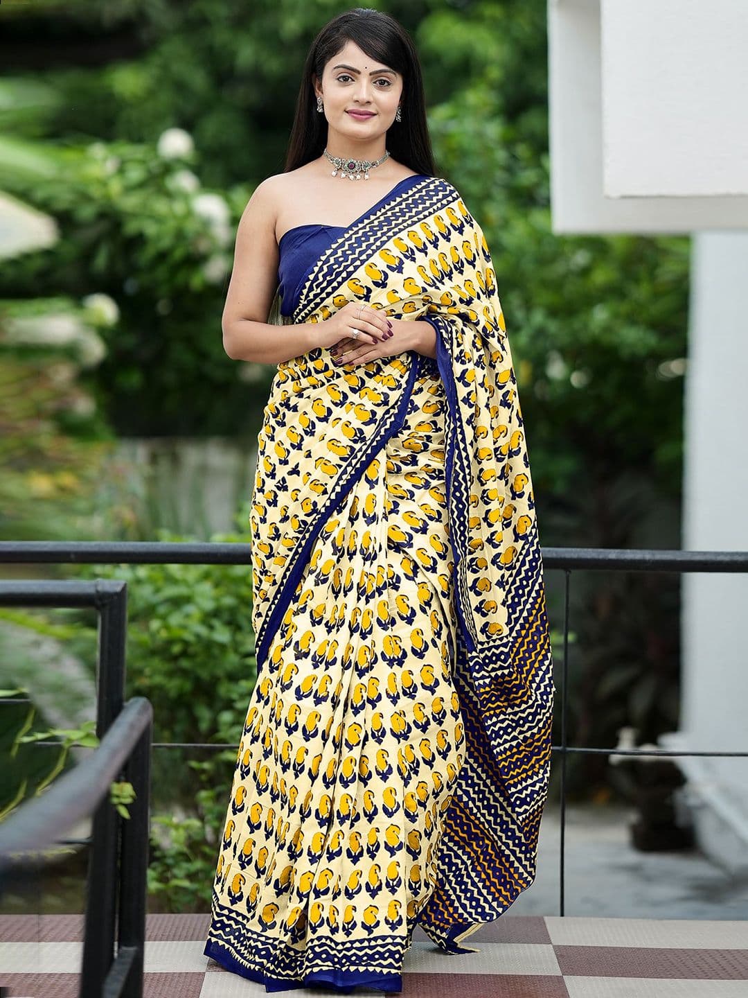 HERE&NOW Printed Pure Cotton Bhagalpuri Saree - view 1